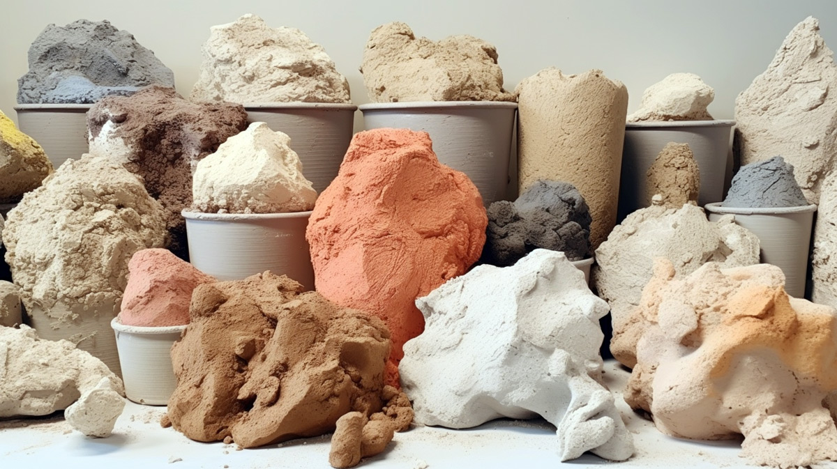 Разные виды глин для гончарного дела.